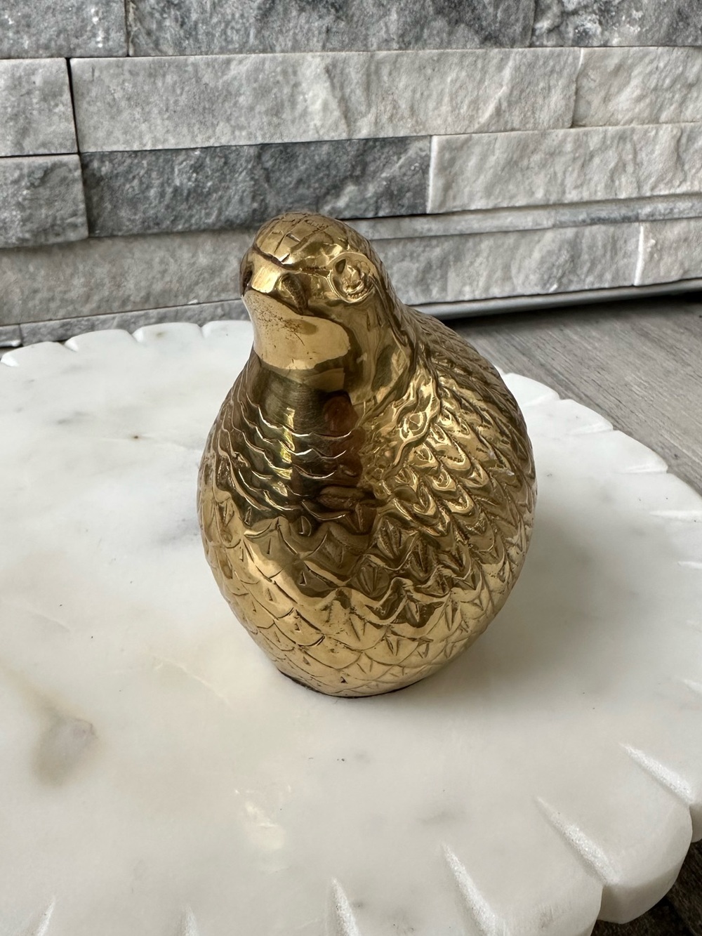 Gold Quail  Metal  Paper weight Home Decor VTG